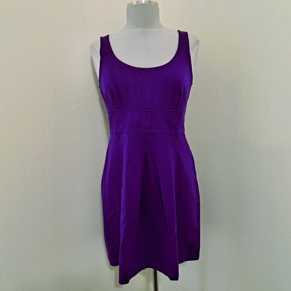 LOFT Women Mini Empire Waist Dress Purple Color Size 6 Sleeveless
